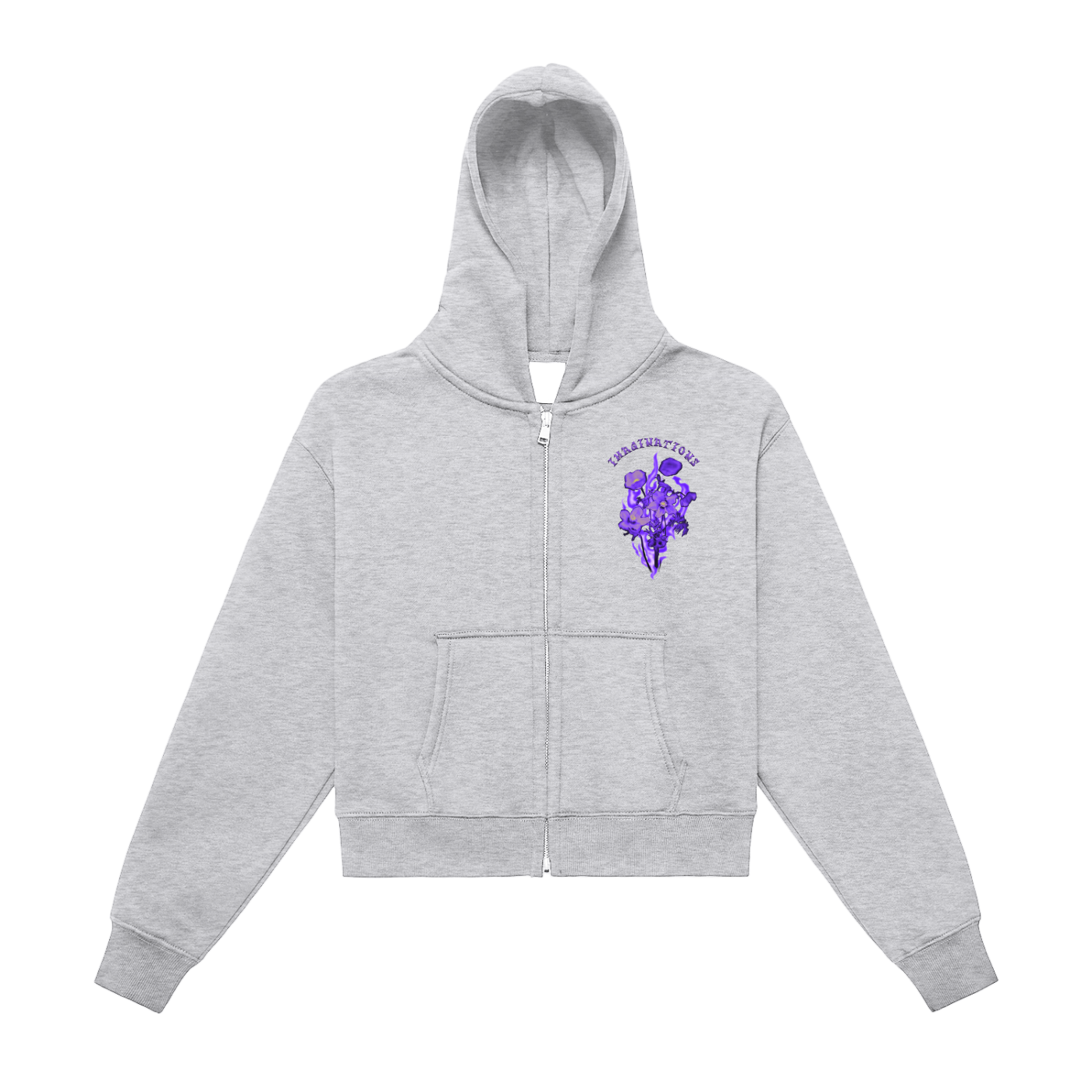 Rose Fleeced Zip-Up Cropped Hoodie