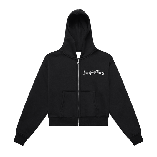 Classic Fleeced Zip-Up Cropped Hoodie