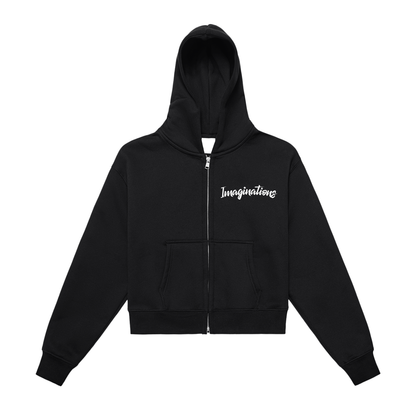Classic Fleeced Zip-Up Cropped Hoodie