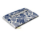 Blue Floral Pattern Accessory Pouch | Graffiti Script Accent
