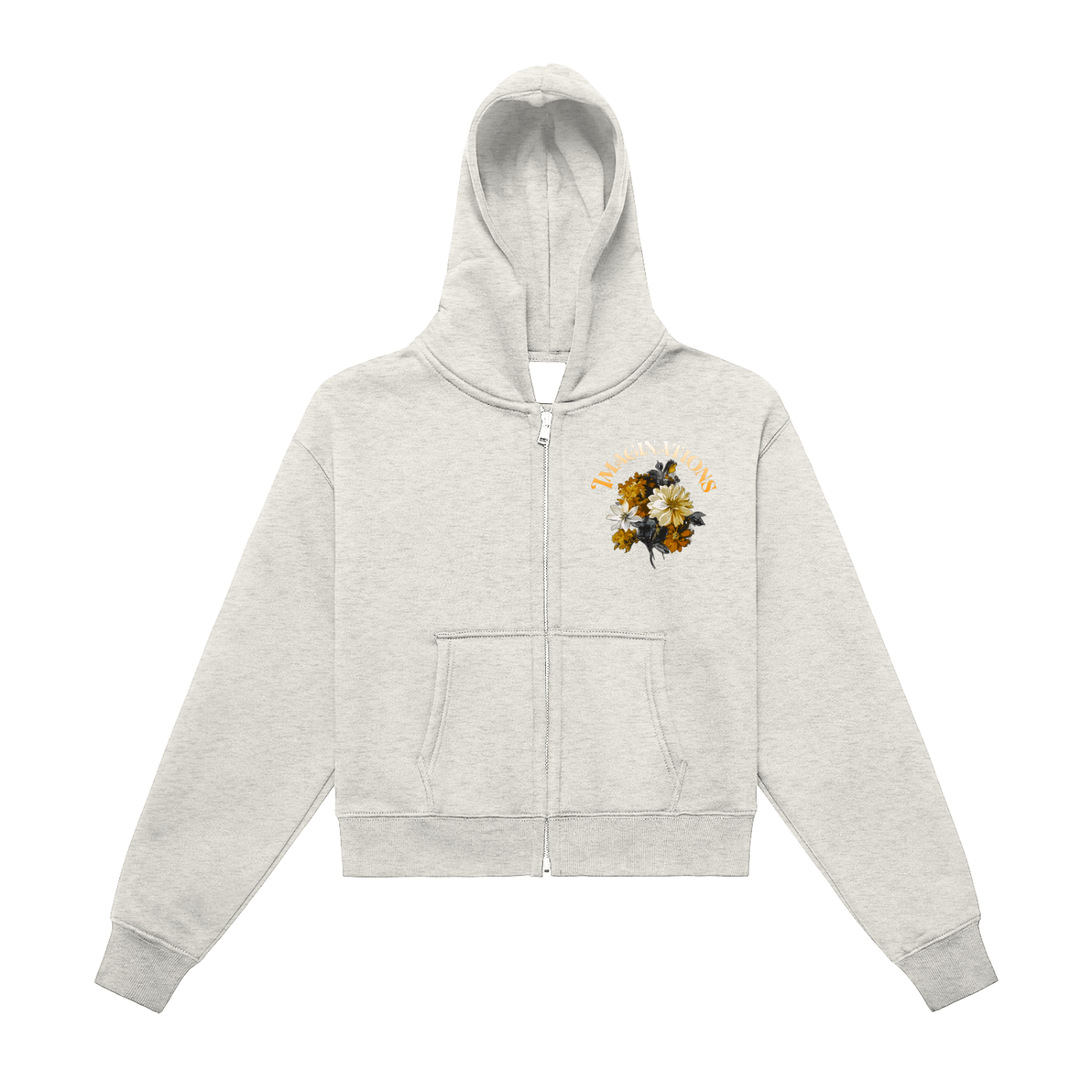 Flower Zip-Up Cropped Hoodie