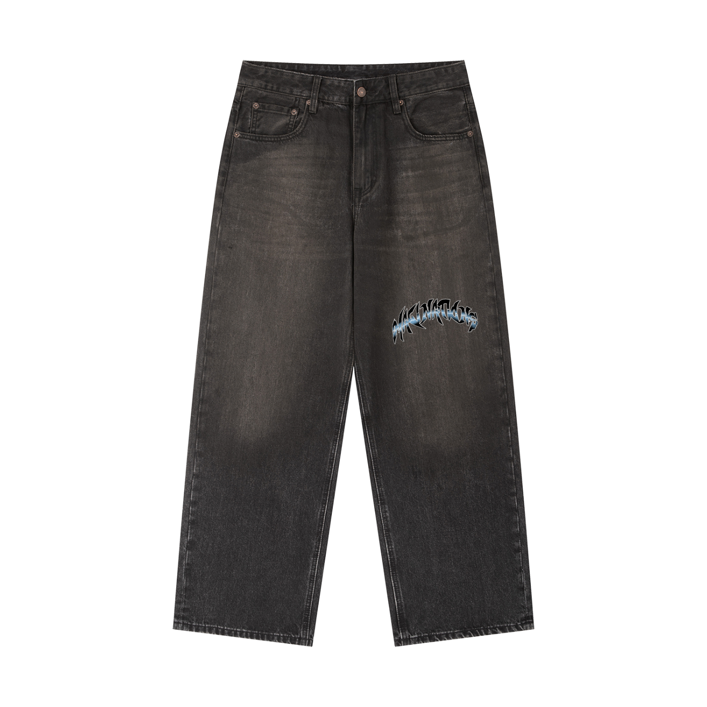 Black Vintage Wash Heavyweight Denim Jeans