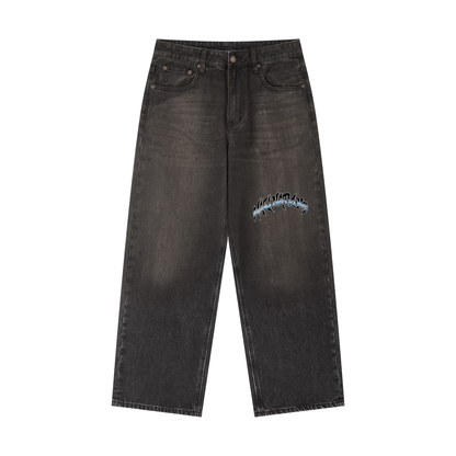 Black Vintage Wash Heavyweight Denim Jeans