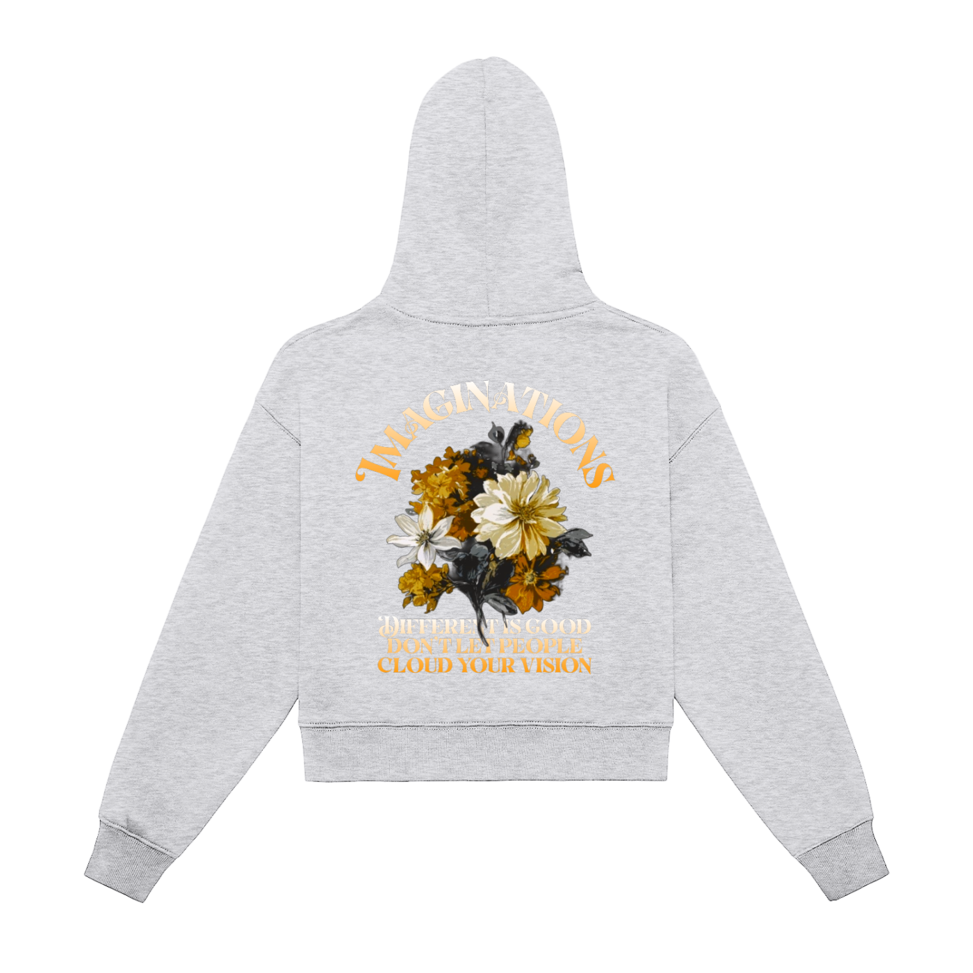 Flower Zip-Up Cropped Hoodie