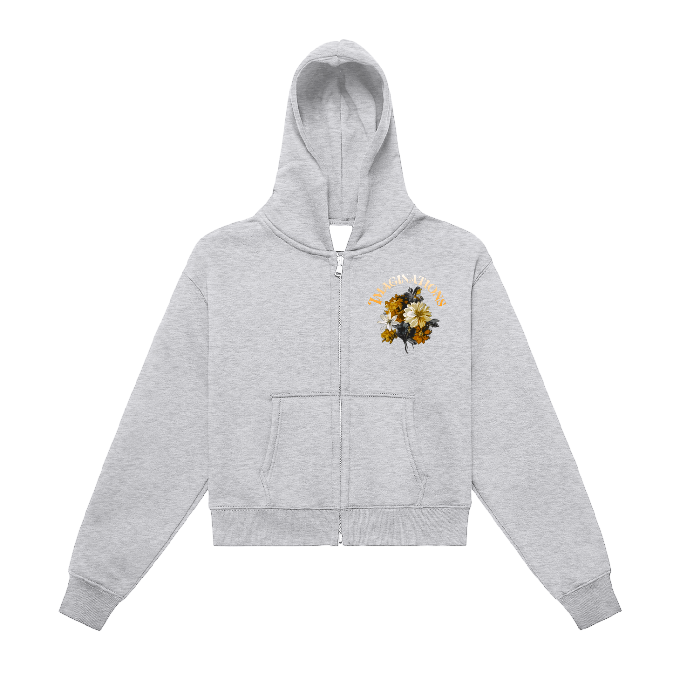 Flower Zip-Up Cropped Hoodie