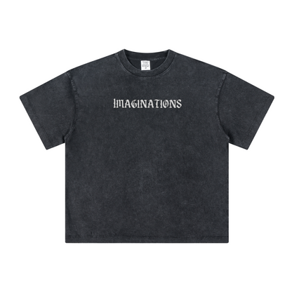 260GSM Unisex Heavyweight Re-Washed Distressed Crew Neck T-shirt Snowflake