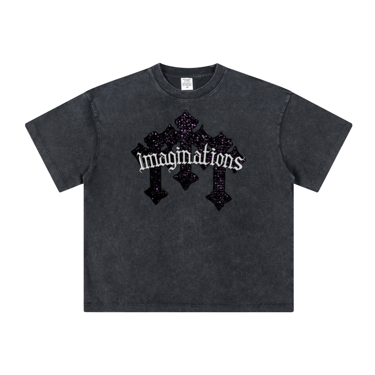 260GSM Unisex Heavyweight Re-Washed Distressed Crew Neck T-shirt Snowflake