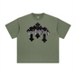 260GSM Unisex Heavyweight Re-Washed Distressed Crew Neck T-shirt Greyish Green