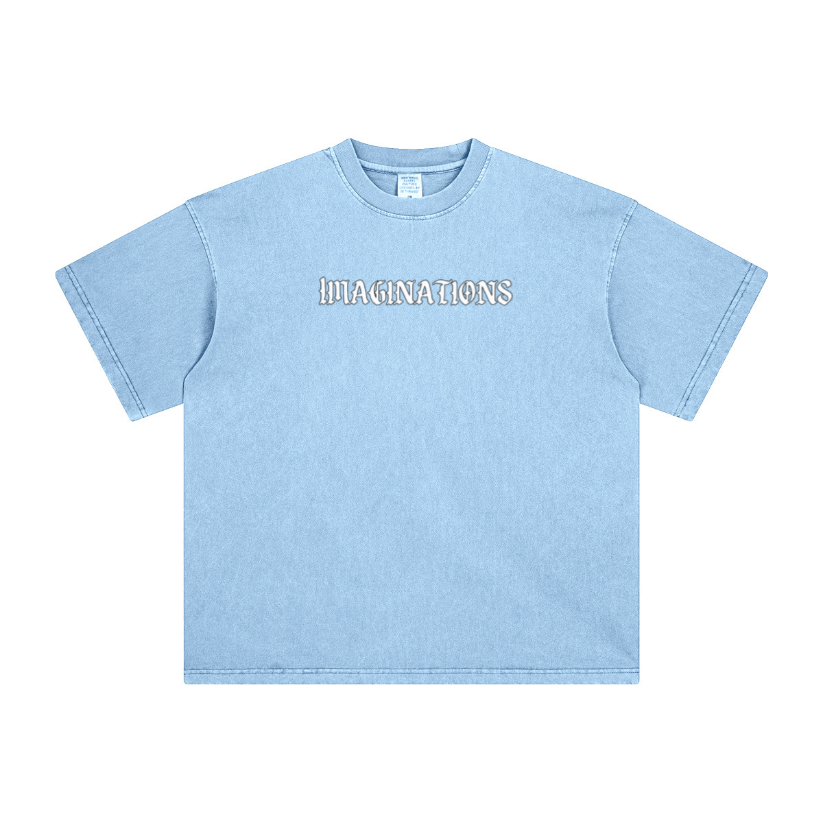 260GSM Unisex Heavyweight Re-Washed Distressed Crew Neck T-shirt Sky Blue