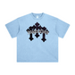 260GSM Unisex Heavyweight Re-Washed Distressed Crew Neck T-shirt Sky Blue