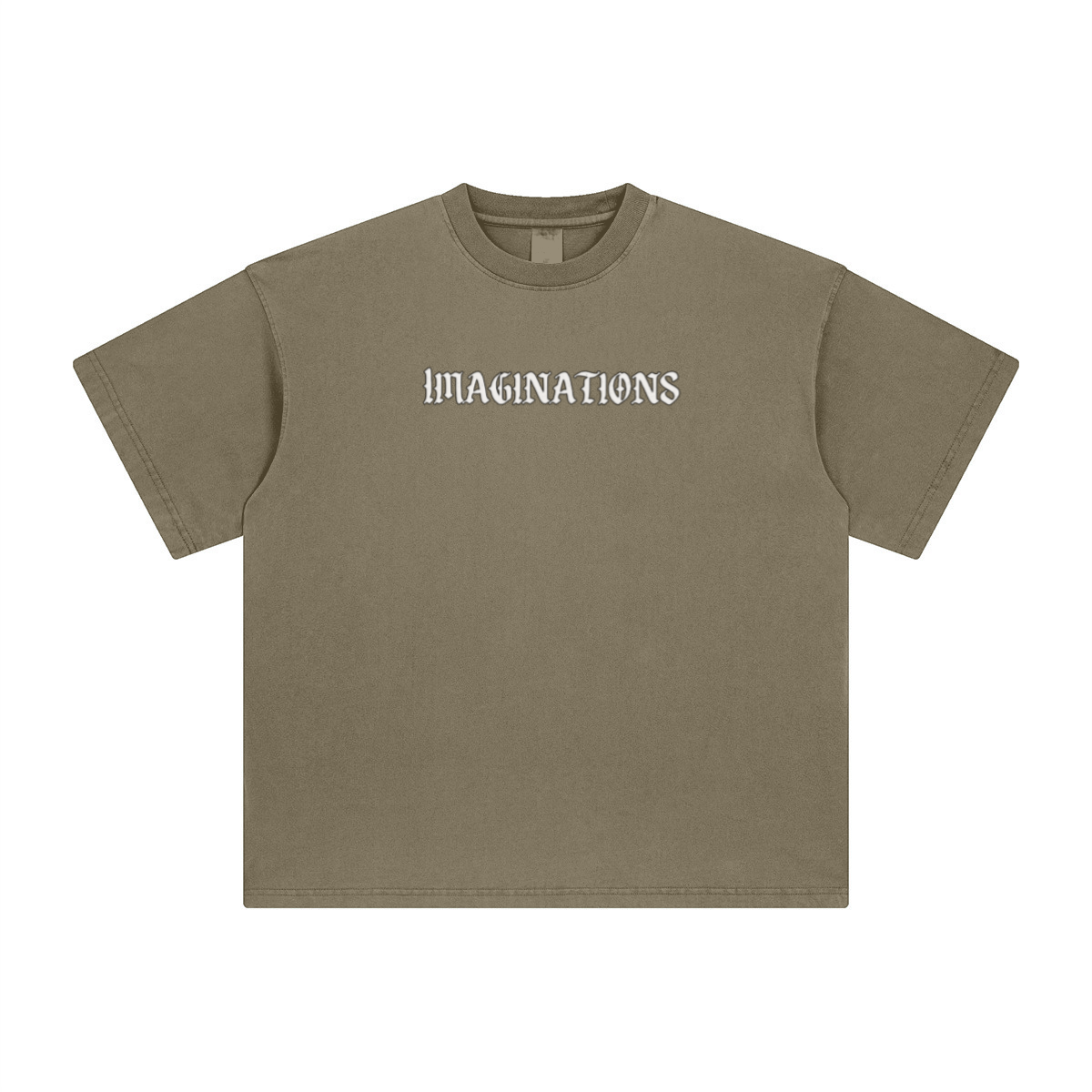 260GSM Unisex Heavyweight Re-Washed Distressed Crew Neck T-shirt Camel