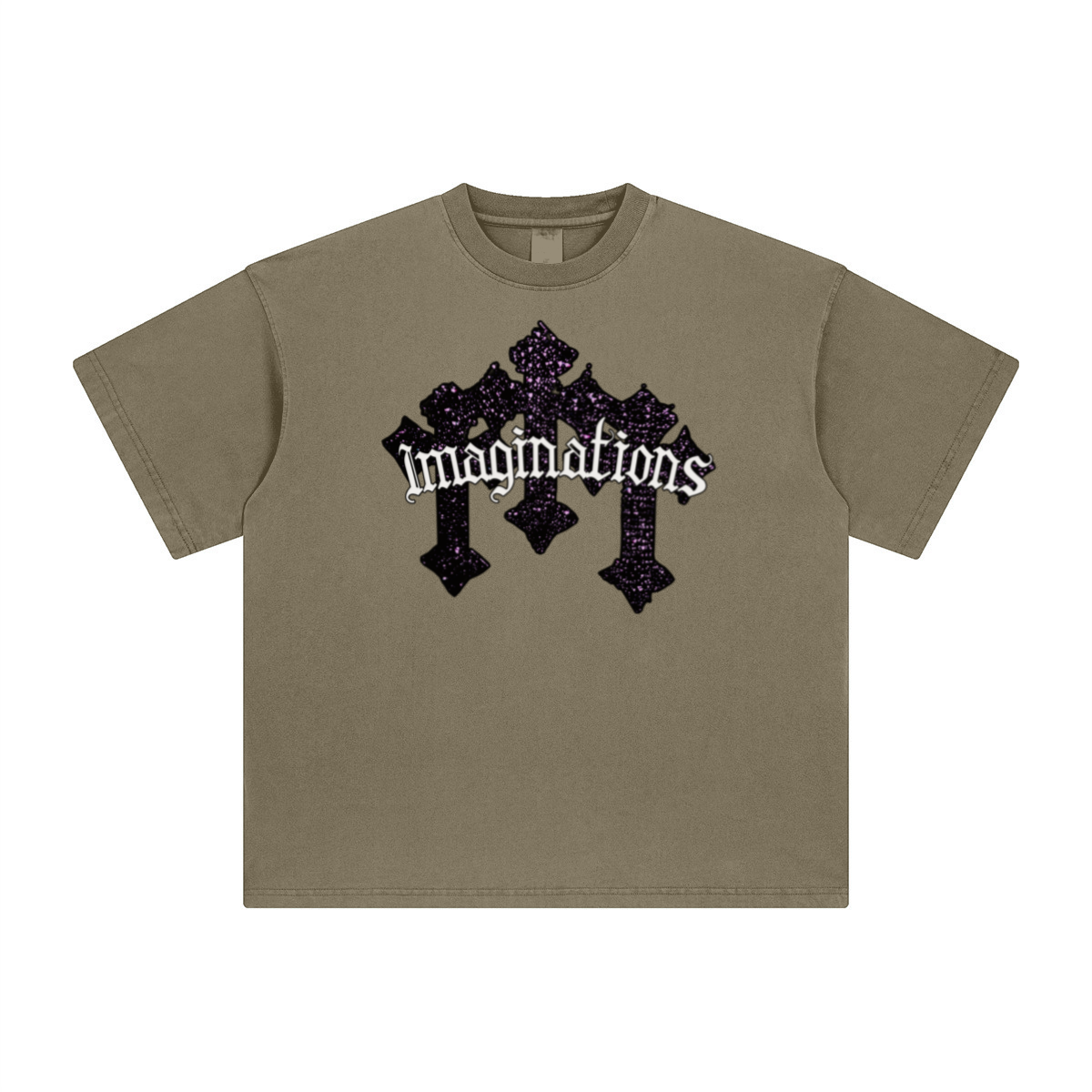 260GSM Unisex Heavyweight Re-Washed Distressed Crew Neck T-shirt Camel