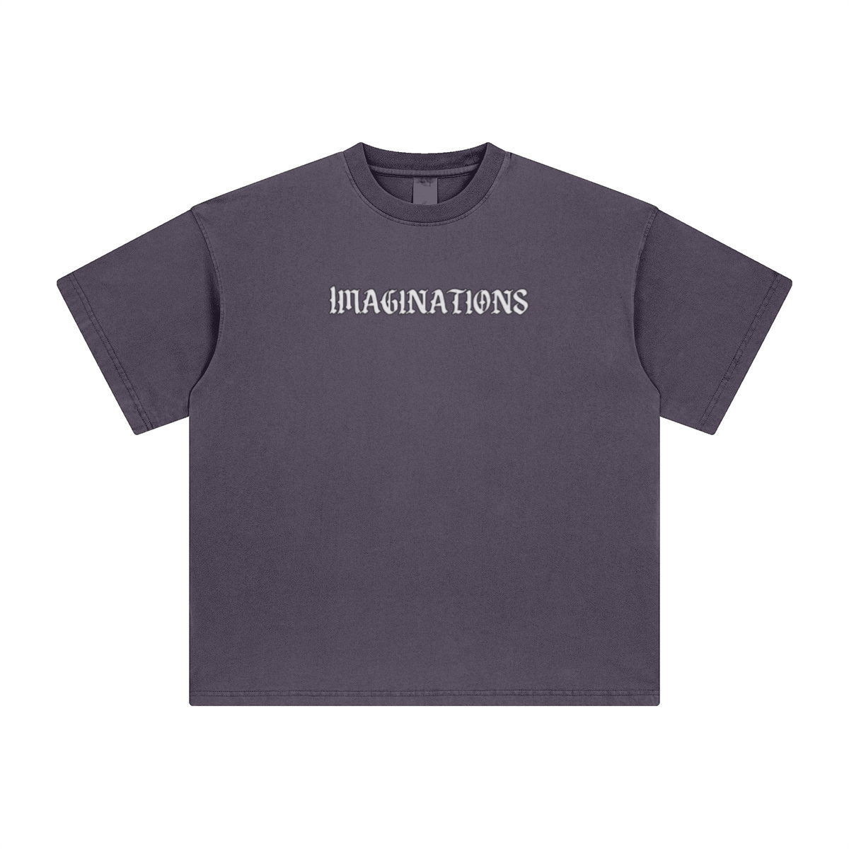 260GSM Unisex Heavyweight Re-Washed Distressed Crew Neck T-shirt Grape Purple