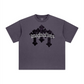 260GSM Unisex Heavyweight Re-Washed Distressed Crew Neck T-shirt Grape Purple