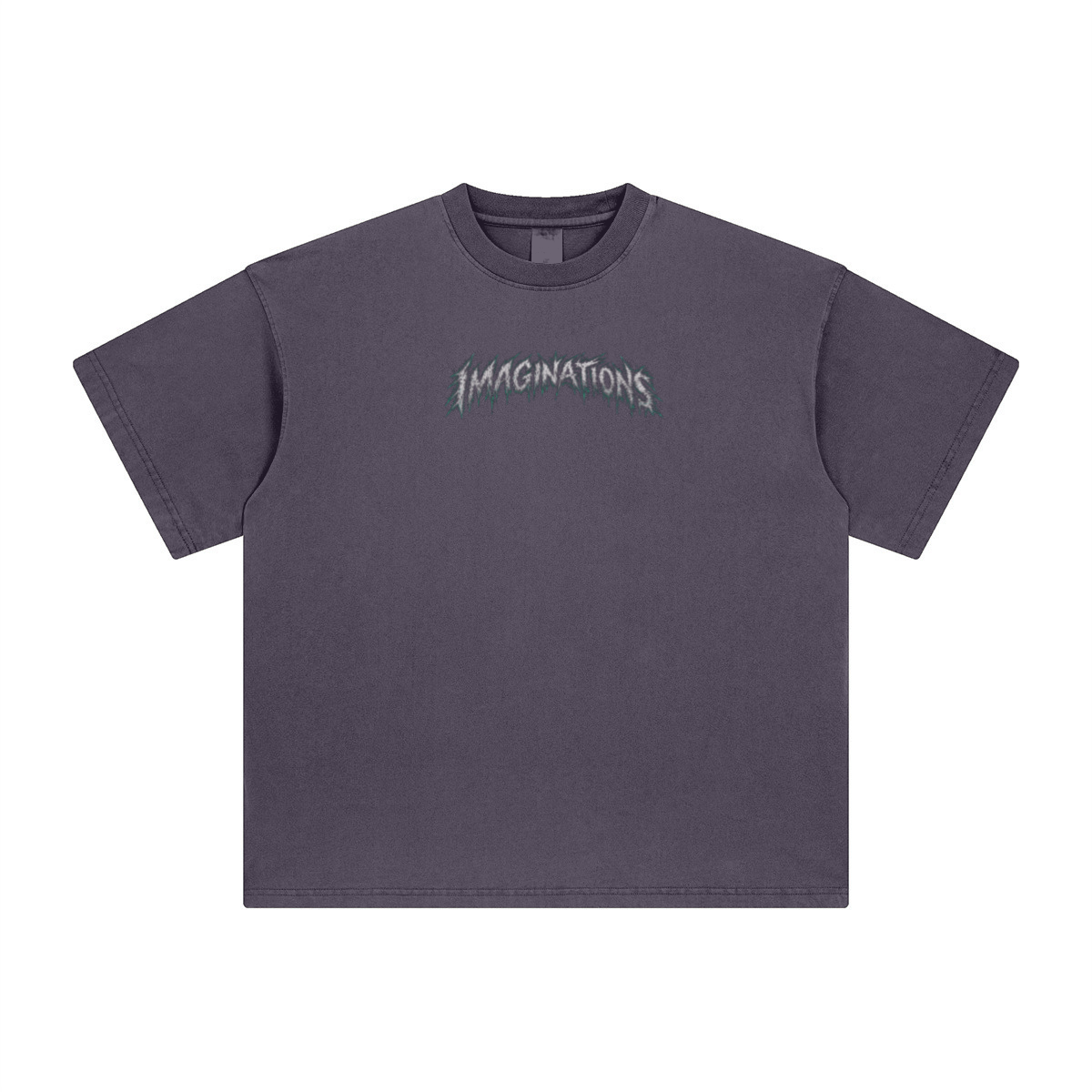 260GSM Unisex Heavyweight Re-Washed Distressed Crew Neck T-shirt Grape Purple