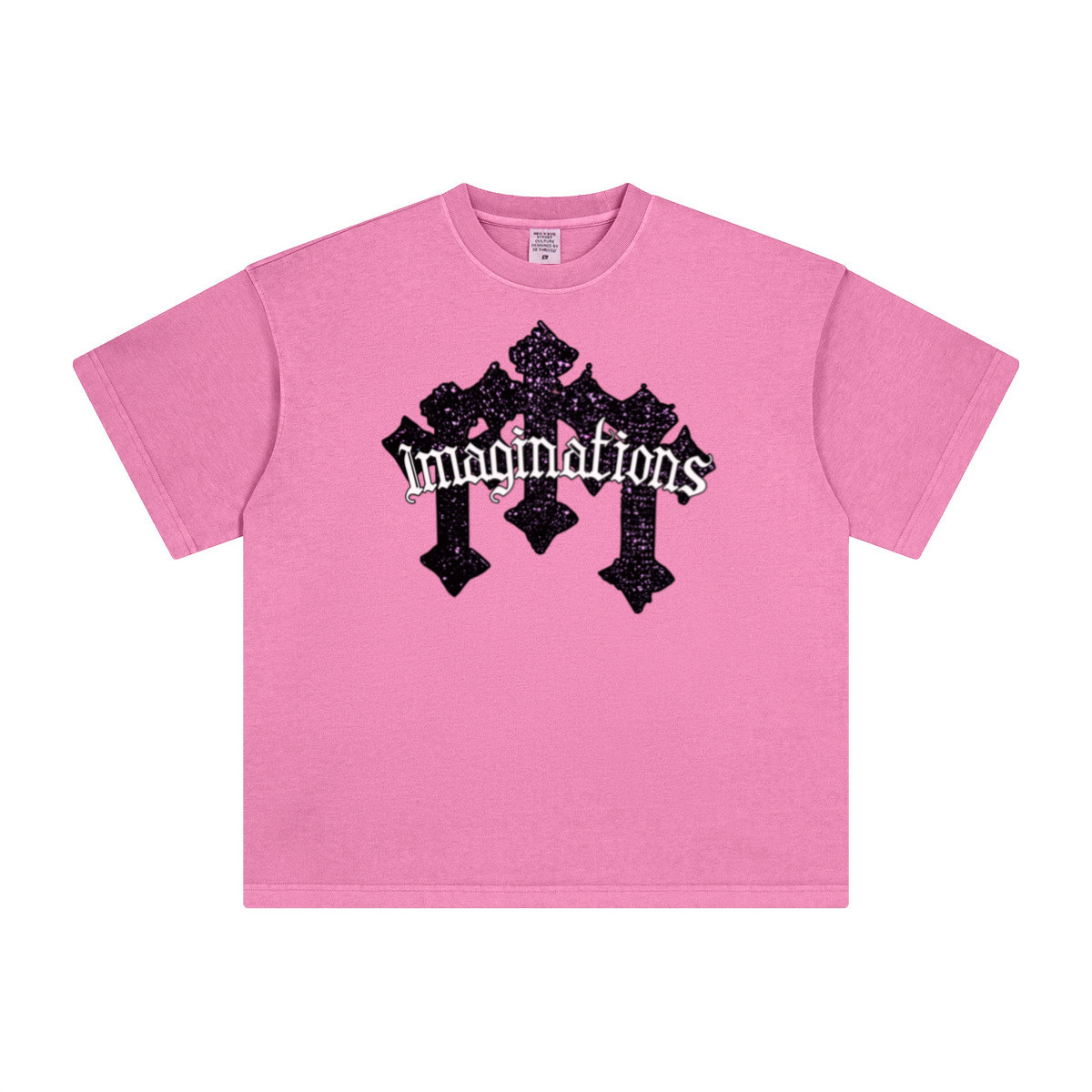 260GSM Unisex Heavyweight Re-Washed Distressed Crew Neck T-shirt Pink