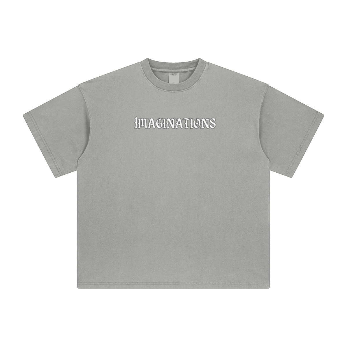 260GSM Unisex Heavyweight Re-Washed Distressed Crew Neck T-shirt Medium Grey