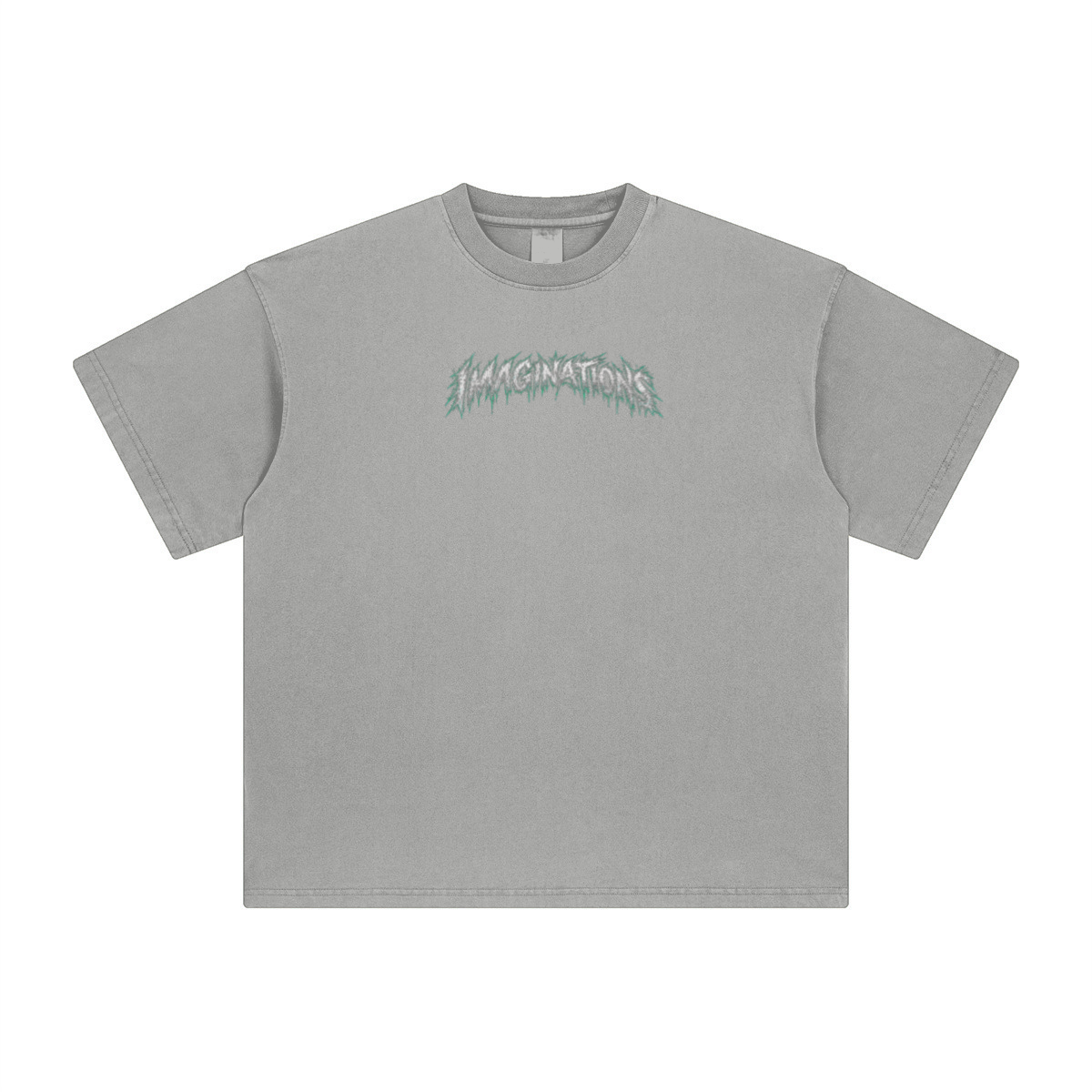260GSM Unisex Heavyweight Re-Washed Distressed Crew Neck T-shirt Medium Grey
