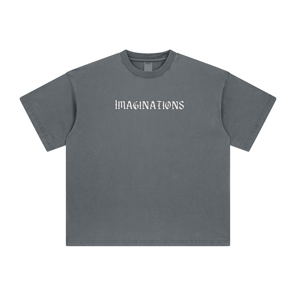 260GSM Unisex Heavyweight Re-Washed Distressed Crew Neck T-shirt Slate blue