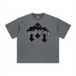 260GSM Unisex Heavyweight Re-Washed Distressed Crew Neck T-shirt Slate blue