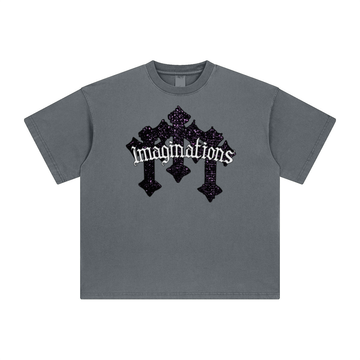 260GSM Unisex Heavyweight Re-Washed Distressed Crew Neck T-shirt Slate blue
