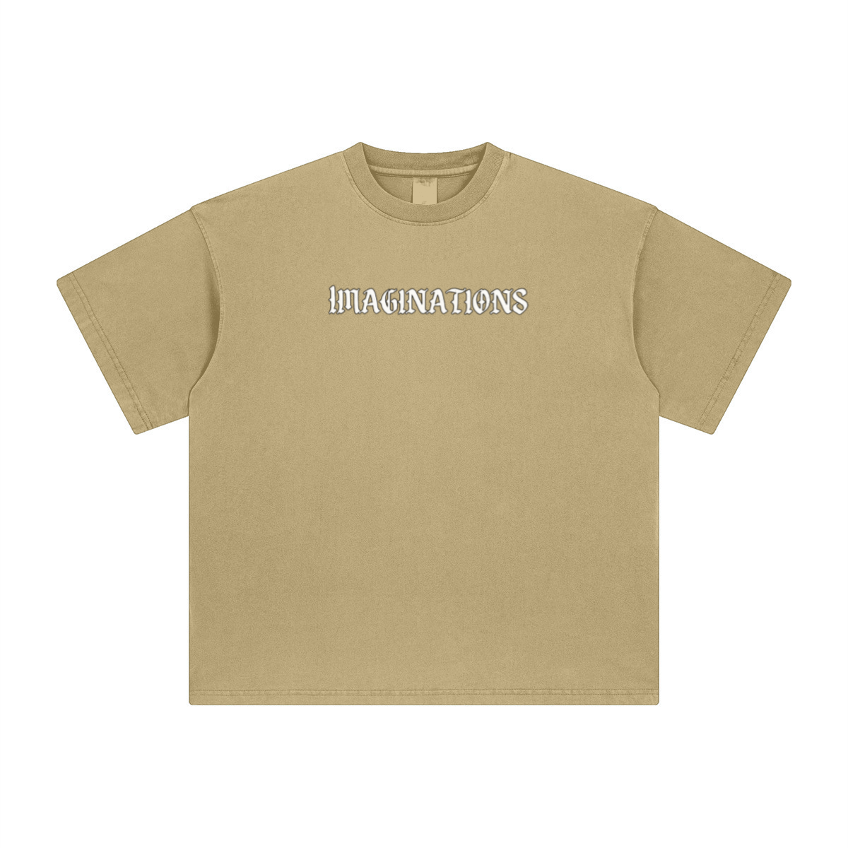 260GSM Unisex Heavyweight Re-Washed Distressed Crew Neck T-shirt Khaki