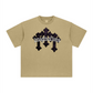 260GSM Unisex Heavyweight Re-Washed Distressed Crew Neck T-shirt Khaki