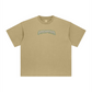 260GSM Unisex Heavyweight Re-Washed Distressed Crew Neck T-shirt Khaki