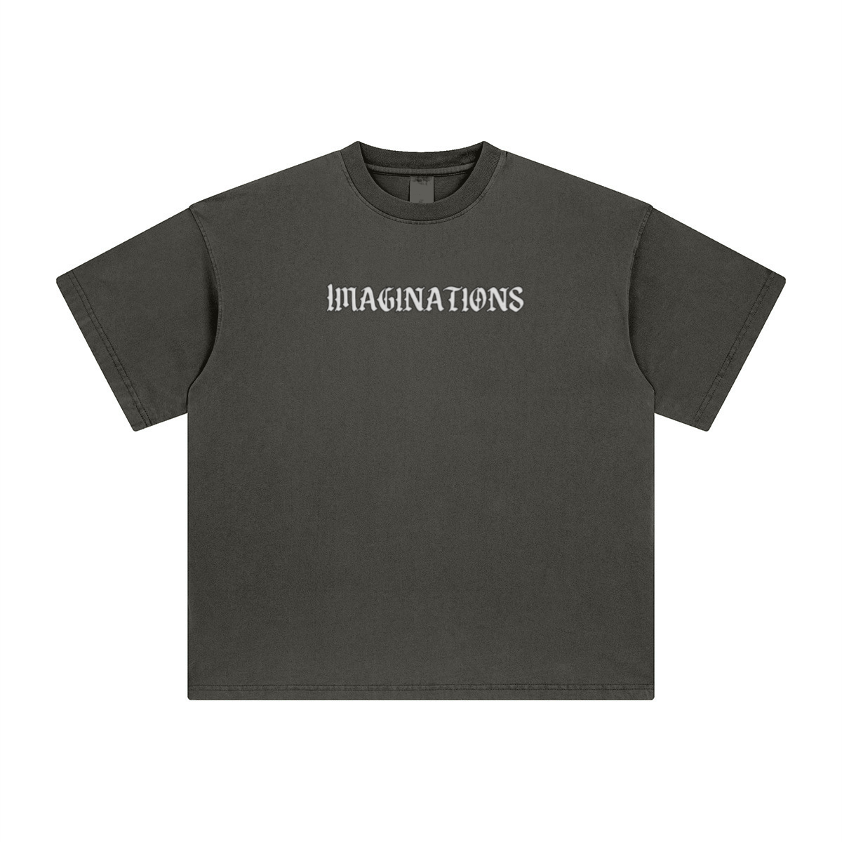 260GSM Unisex Heavyweight Re-Washed Distressed Crew Neck T-shirt Dark gray