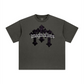 260GSM Unisex Heavyweight Re-Washed Distressed Crew Neck T-shirt Dark gray