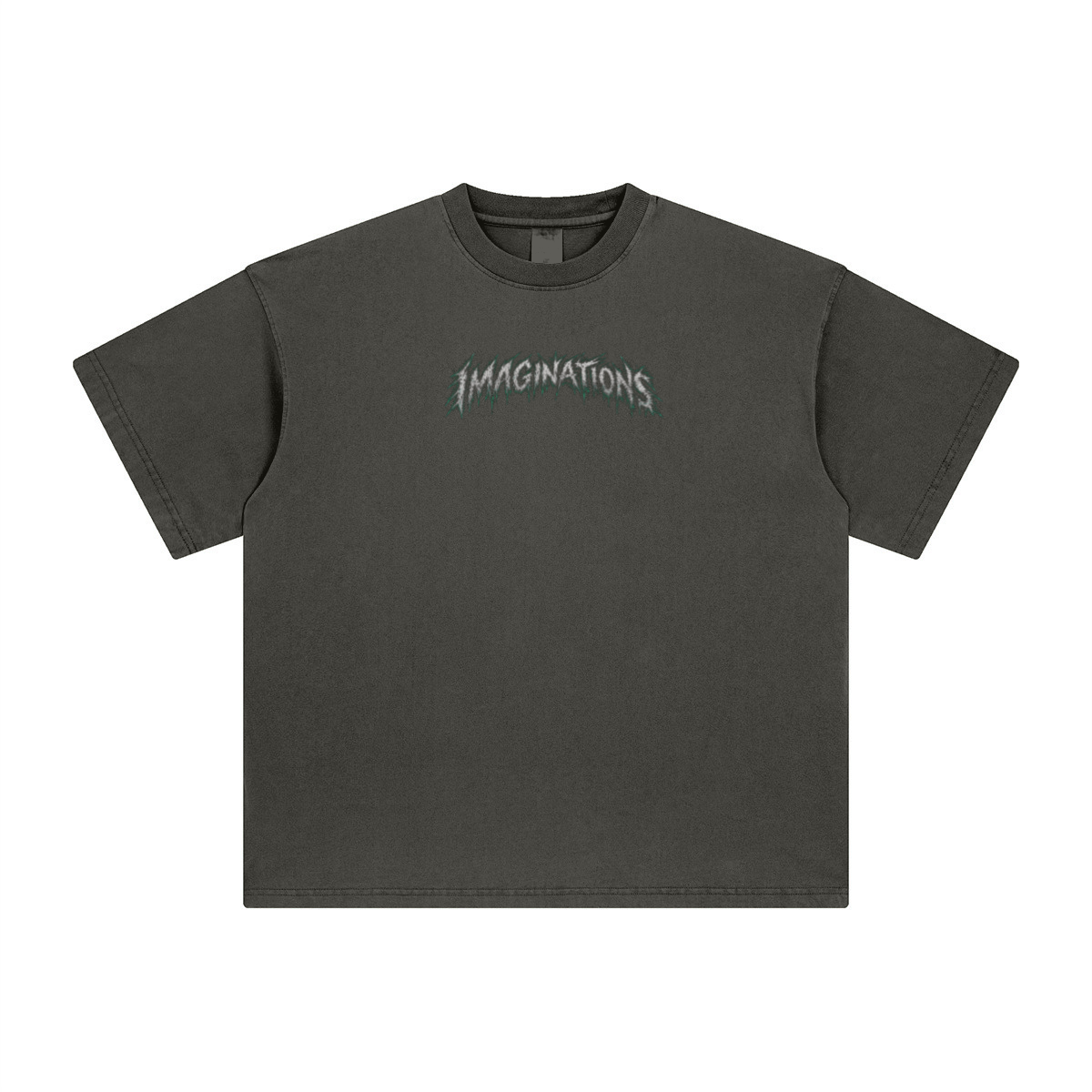 260GSM Unisex Heavyweight Re-Washed Distressed Crew Neck T-shirt Dark gray