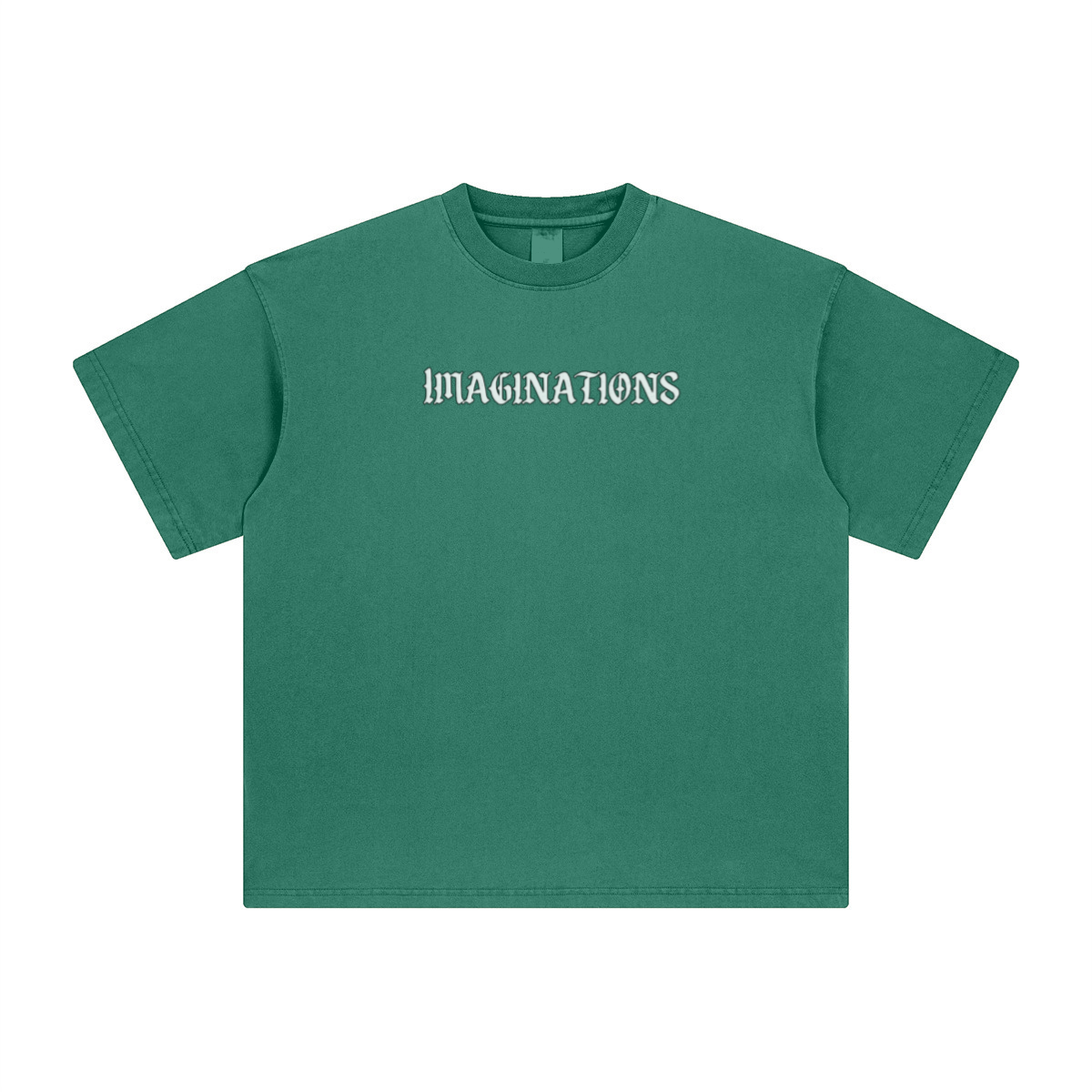 260GSM Unisex Heavyweight Re-Washed Distressed Crew Neck T-shirt Green