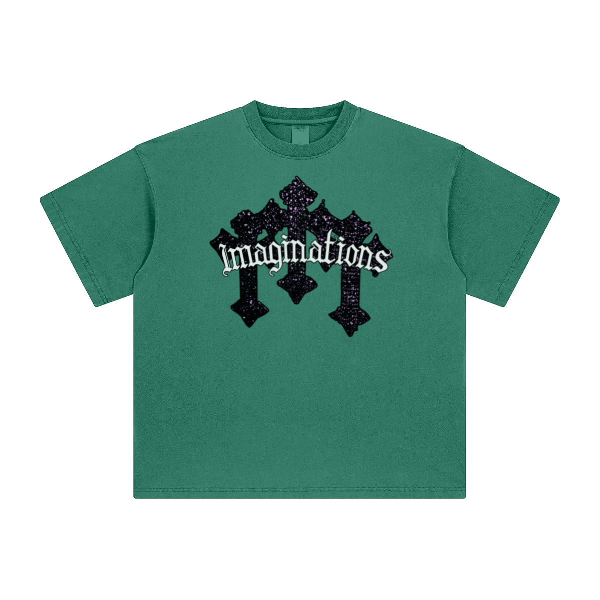 260GSM Unisex Heavyweight Re-Washed Distressed Crew Neck T-shirt Green