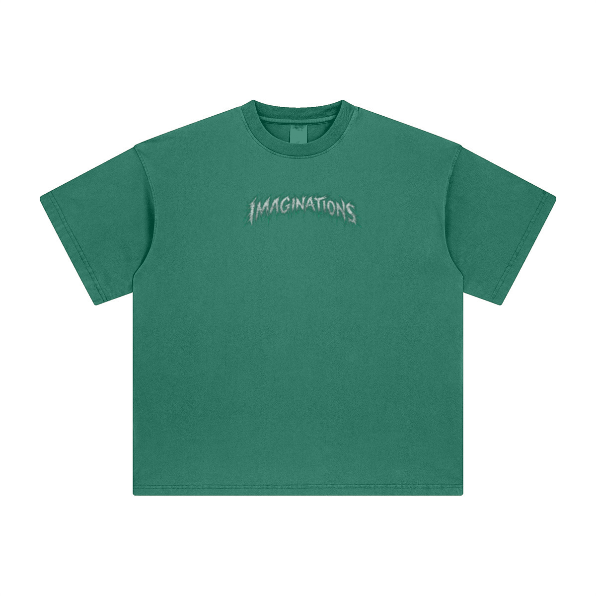 260GSM Unisex Heavyweight Re-Washed Distressed Crew Neck T-shirt Green