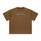 260GSM Unisex Heavyweight Re-Washed Distressed Crew Neck T-shirt Coffee Brown