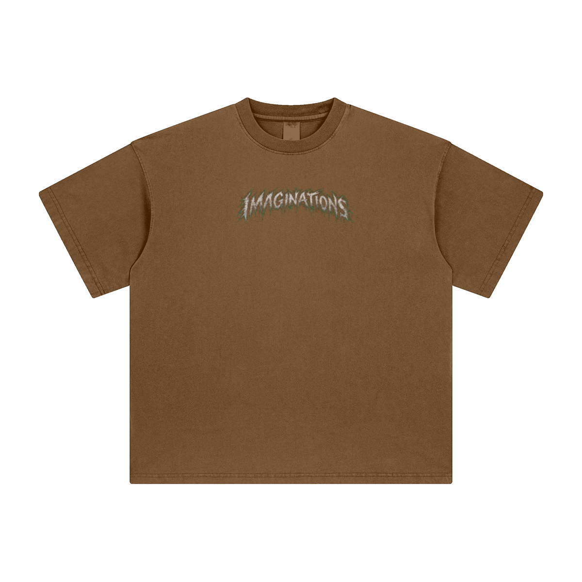 260GSM Unisex Heavyweight Re-Washed Distressed Crew Neck T-shirt Coffee Brown