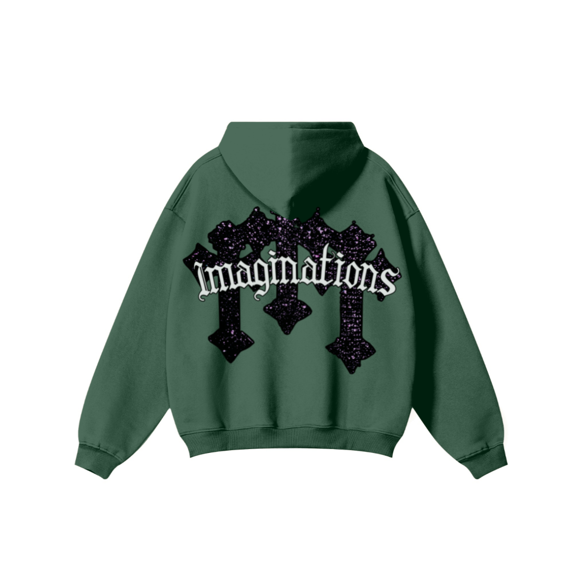 345GSM Men's Solid Color Pullover Hoodie Green