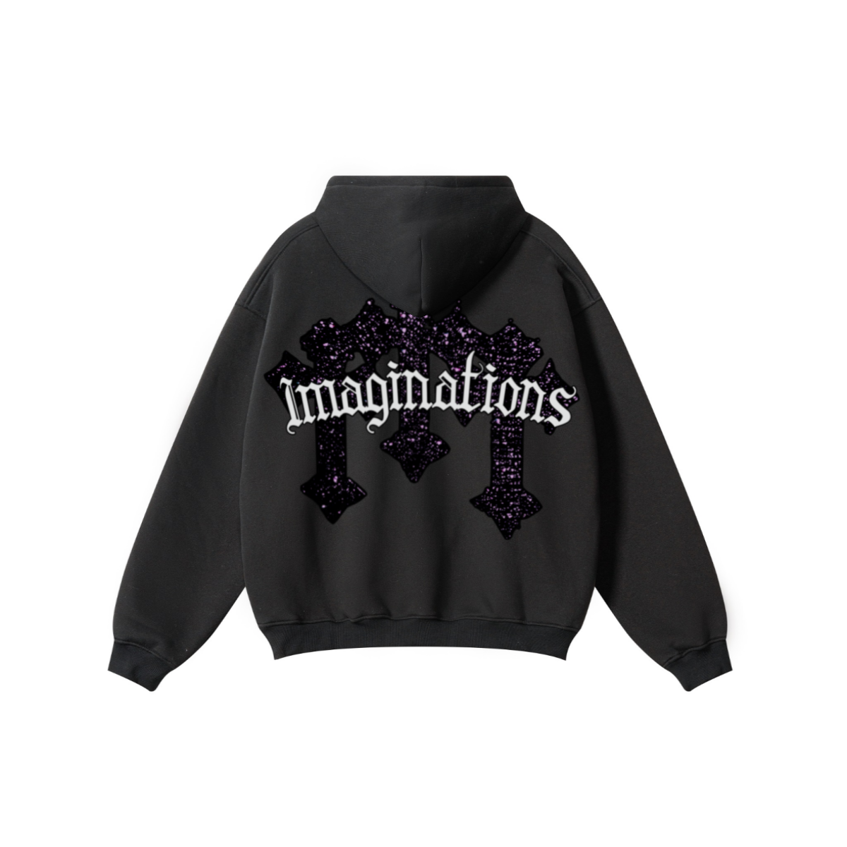 345GSM Men's Solid Color Pullover Hoodie Black