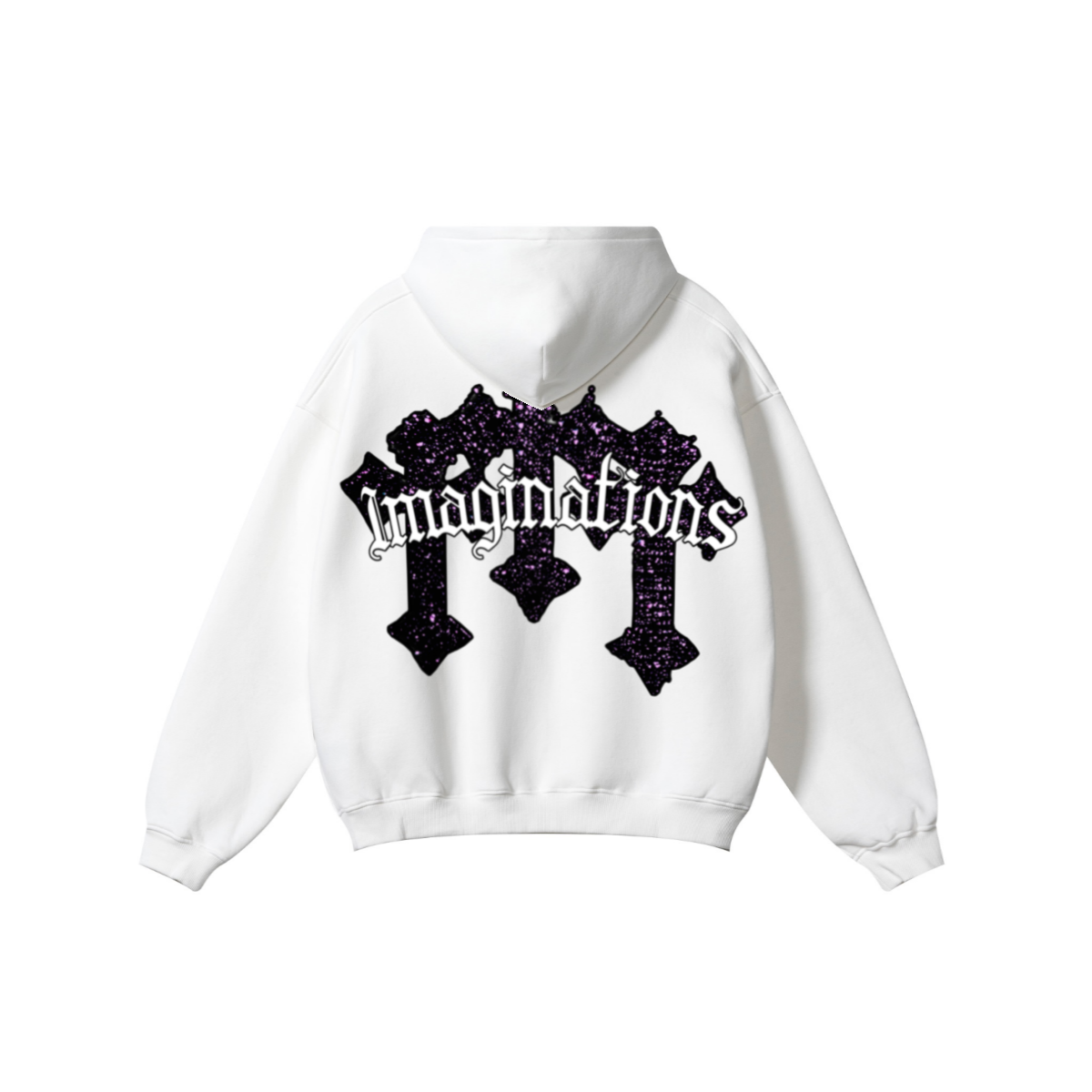 345GSM Men's Solid Color Pullover Hoodie White