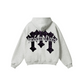 345GSM Men's Solid Color Pullover Hoodie Floral Beige