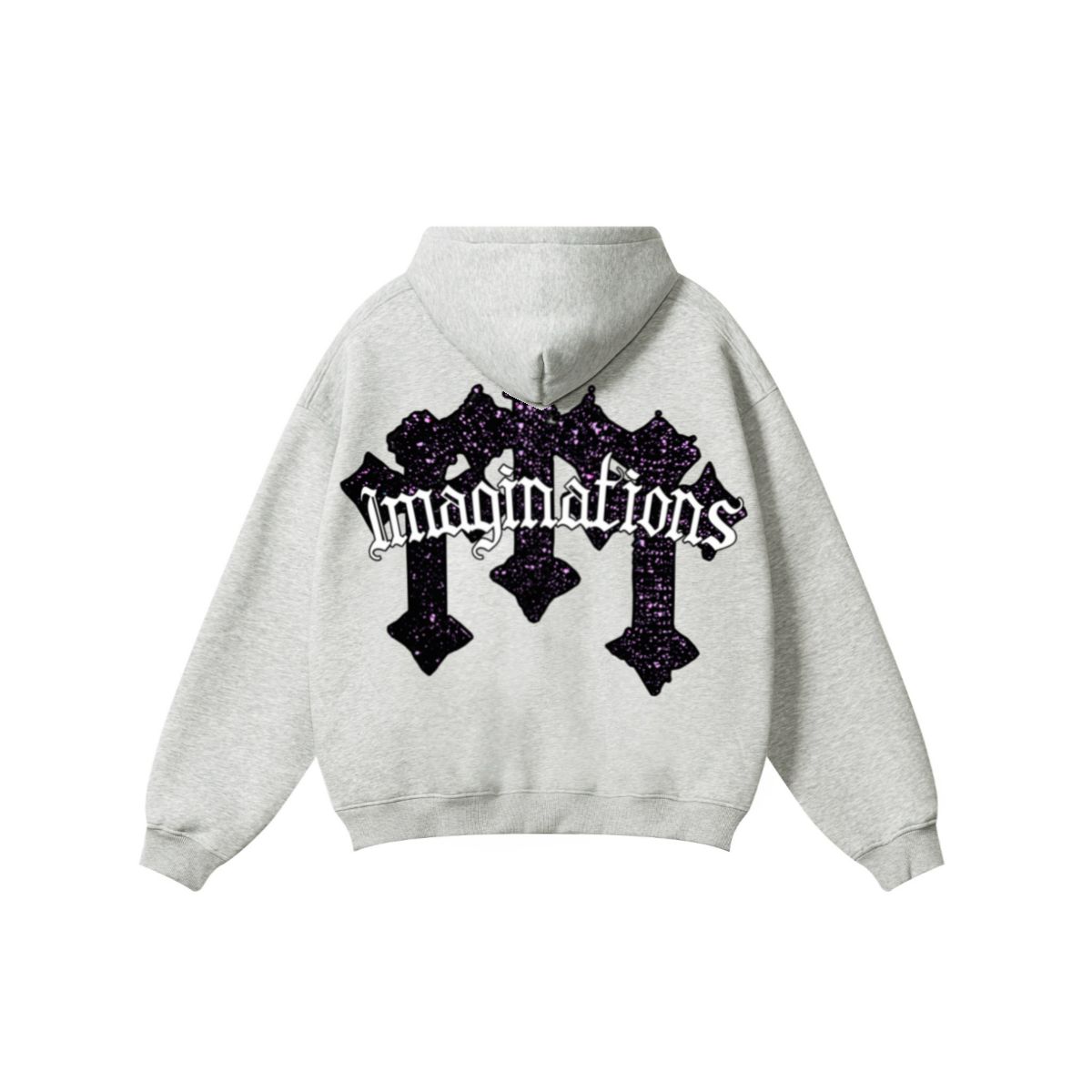 345GSM Men's Solid Color Pullover Hoodie Floral Beige