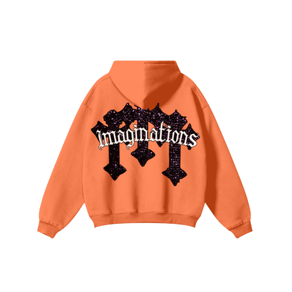 345GSM Men's Solid Color Pullover Hoodie Orange