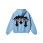 345GSM Men's Solid Color Pullover Hoodie Medium Blue