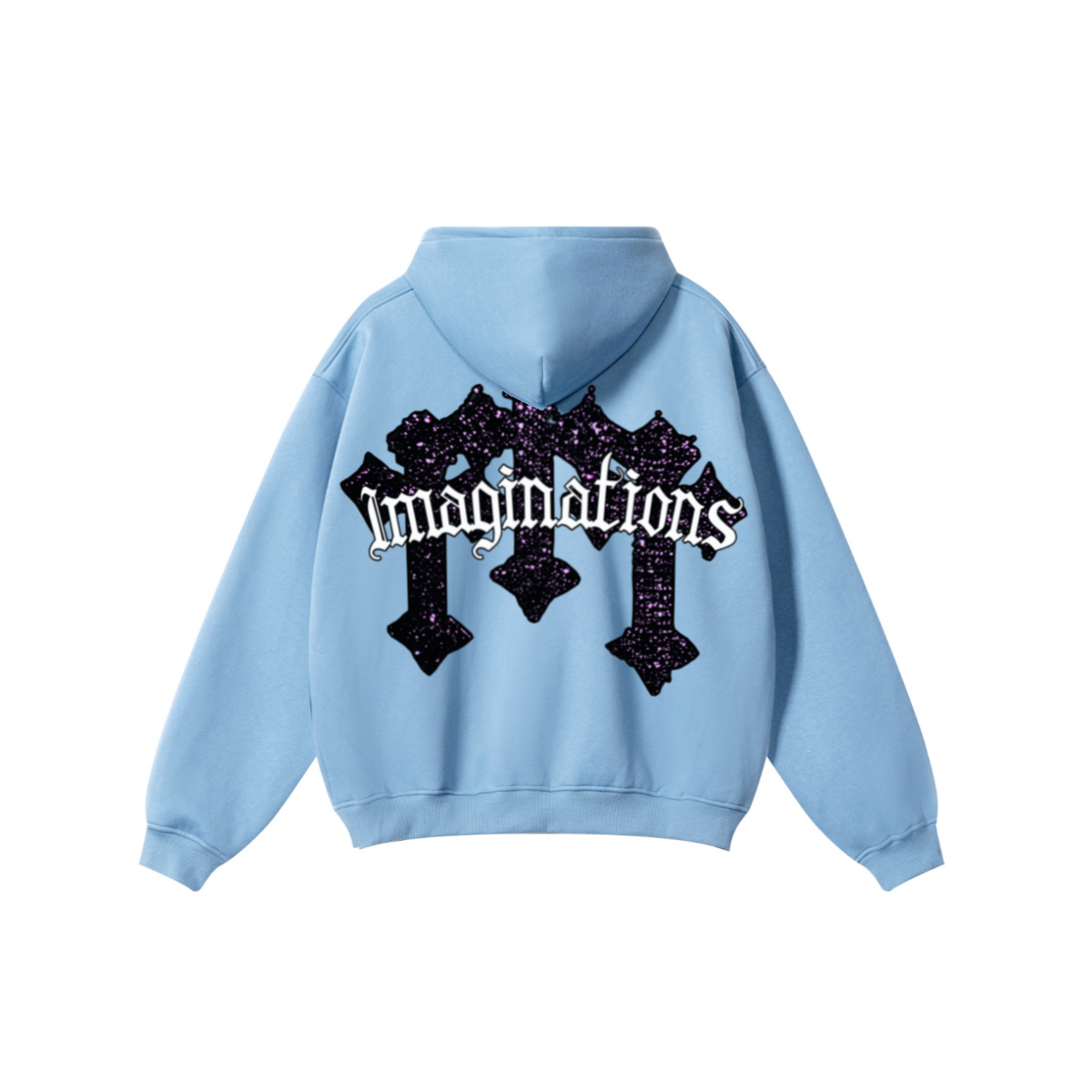 345GSM Men's Solid Color Pullover Hoodie Medium Blue