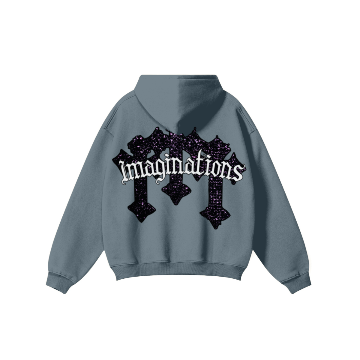 345GSM Men's Solid Color Pullover Hoodie Misty Blue