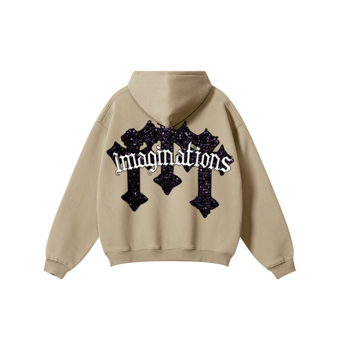 345GSM Men's Solid Color Pullover Hoodie Sandy Beige