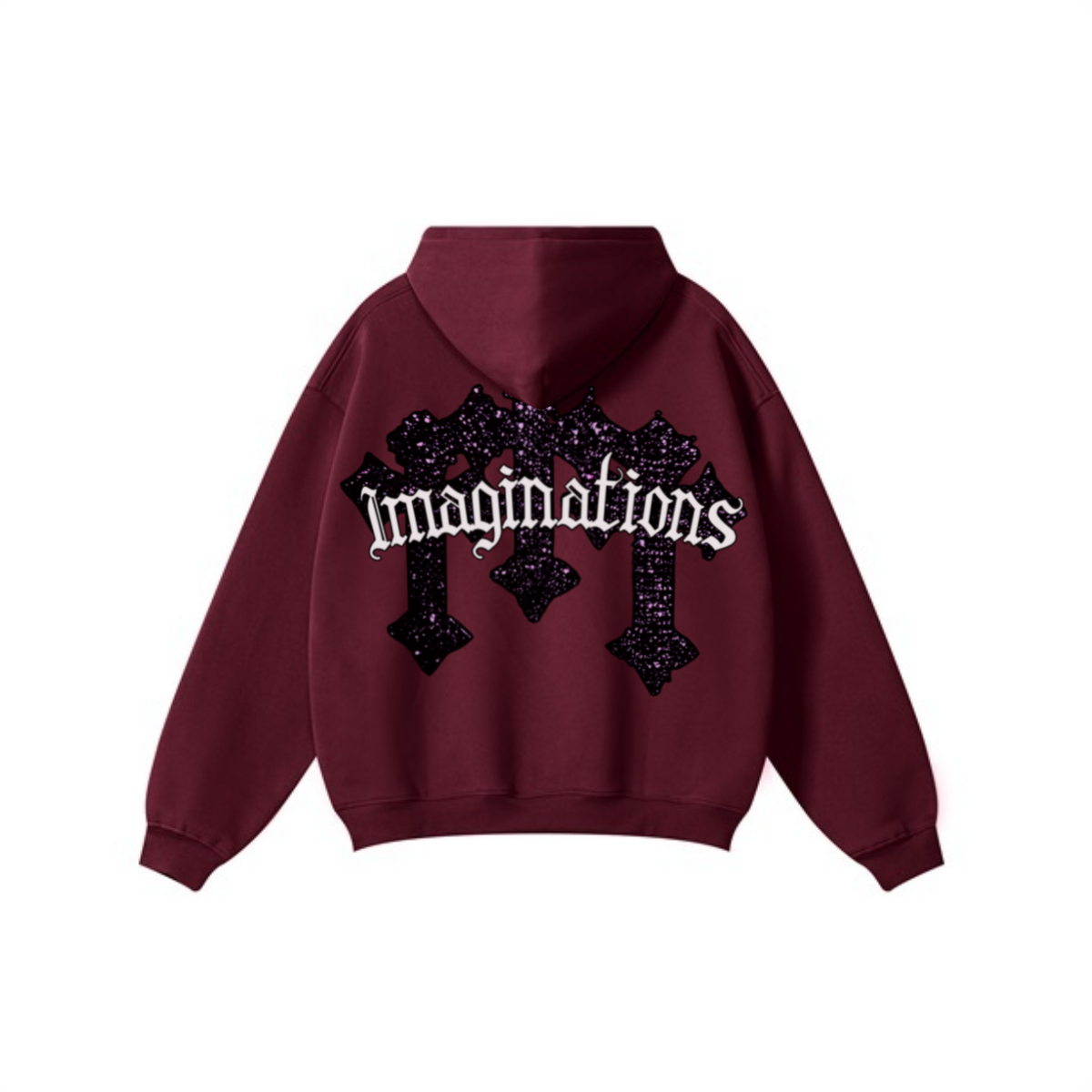 345GSM Men's Solid Color Pullover Hoodie Deep Red