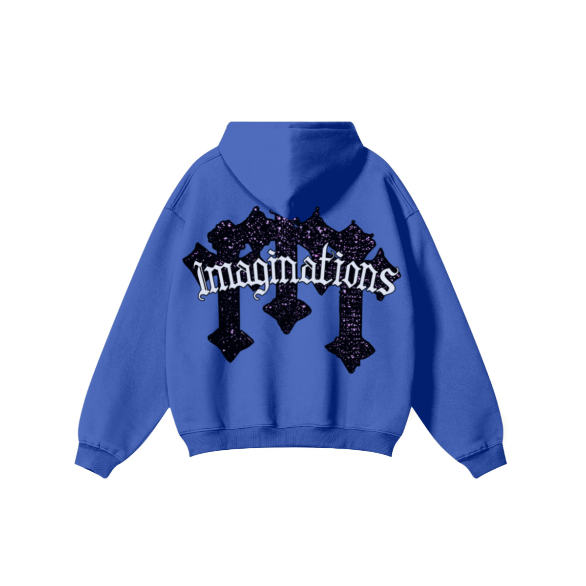 345GSM Men's Solid Color Pullover Hoodie Cyan Blue
