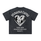 260GSM Unisex Heavyweight Re-Washed Distressed Crew Neck T-shirt Snowflake