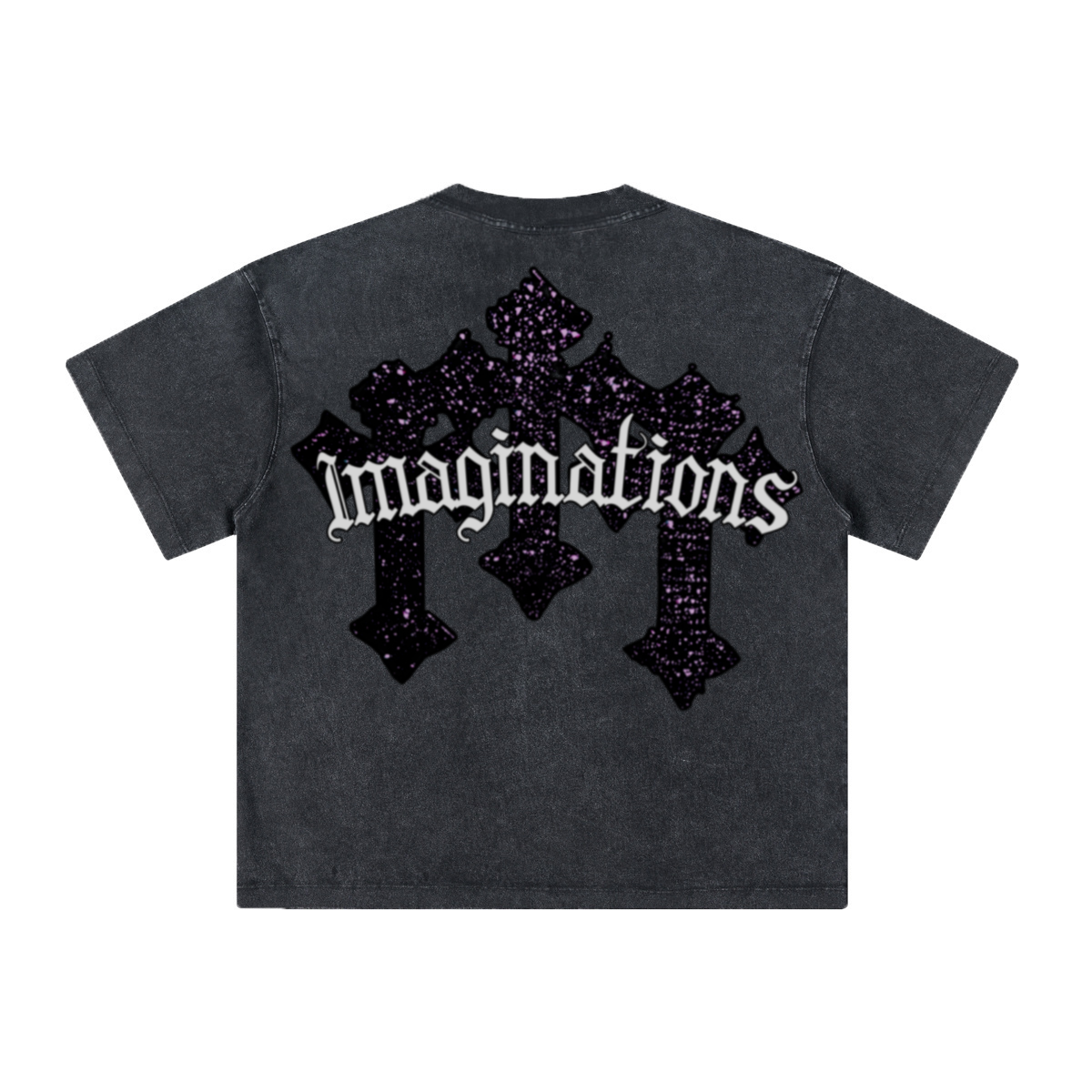 260GSM Unisex Heavyweight Re-Washed Distressed Crew Neck T-shirt Snowflake